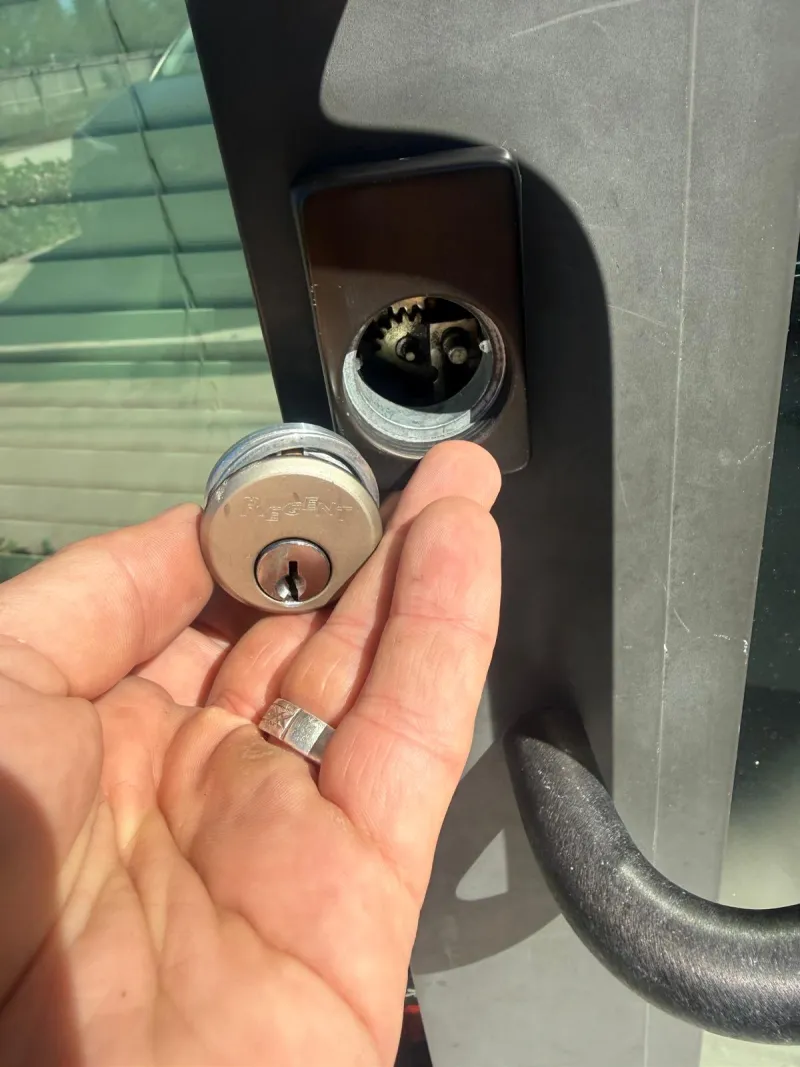 storefront door lock installation on glass commercial door in Stuart FL